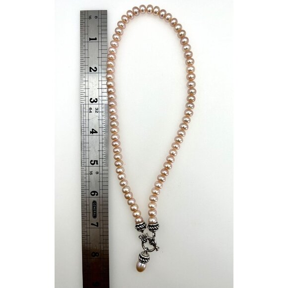 925 STERLING TOGGLE & PINK FRESHWATER PEARL HONORA NECKLACE - Picture 11 of 11